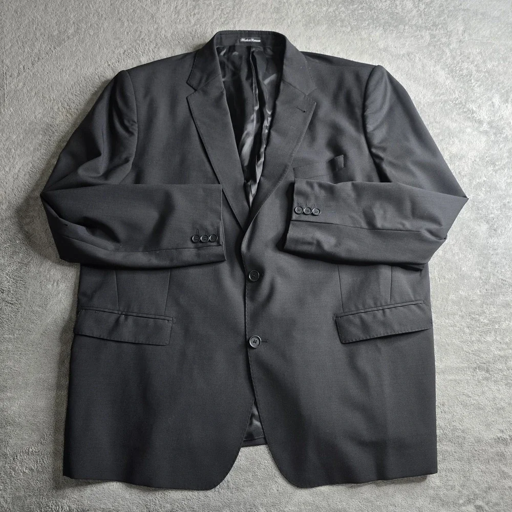 Louis Vuitton Uniformes Blazer Mens 62 Black Wool 2-Button Jacket Sportscoat